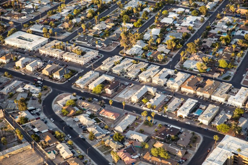 aerial urban suburbian community