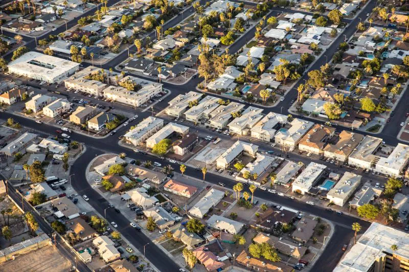 Aerial urban suburbian community