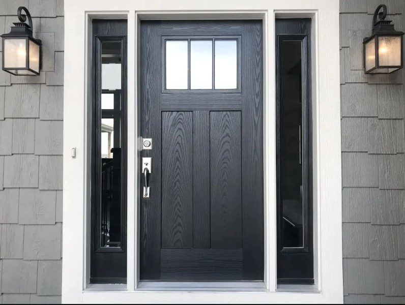 Black front door of the house