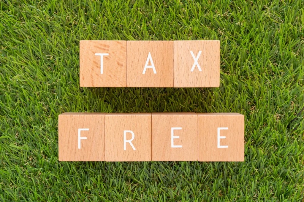 Blocks of wood saying TAX FREE