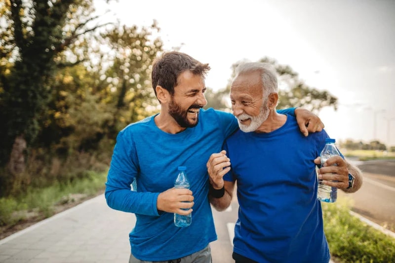 Two men exercising