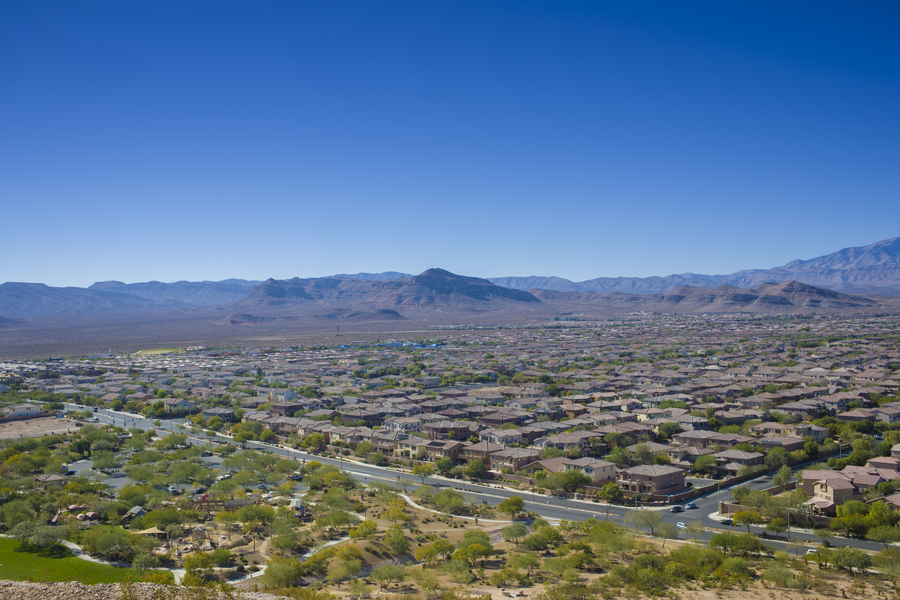 Suburban homes of Mountains Edge in Las Vegas, Nevada.